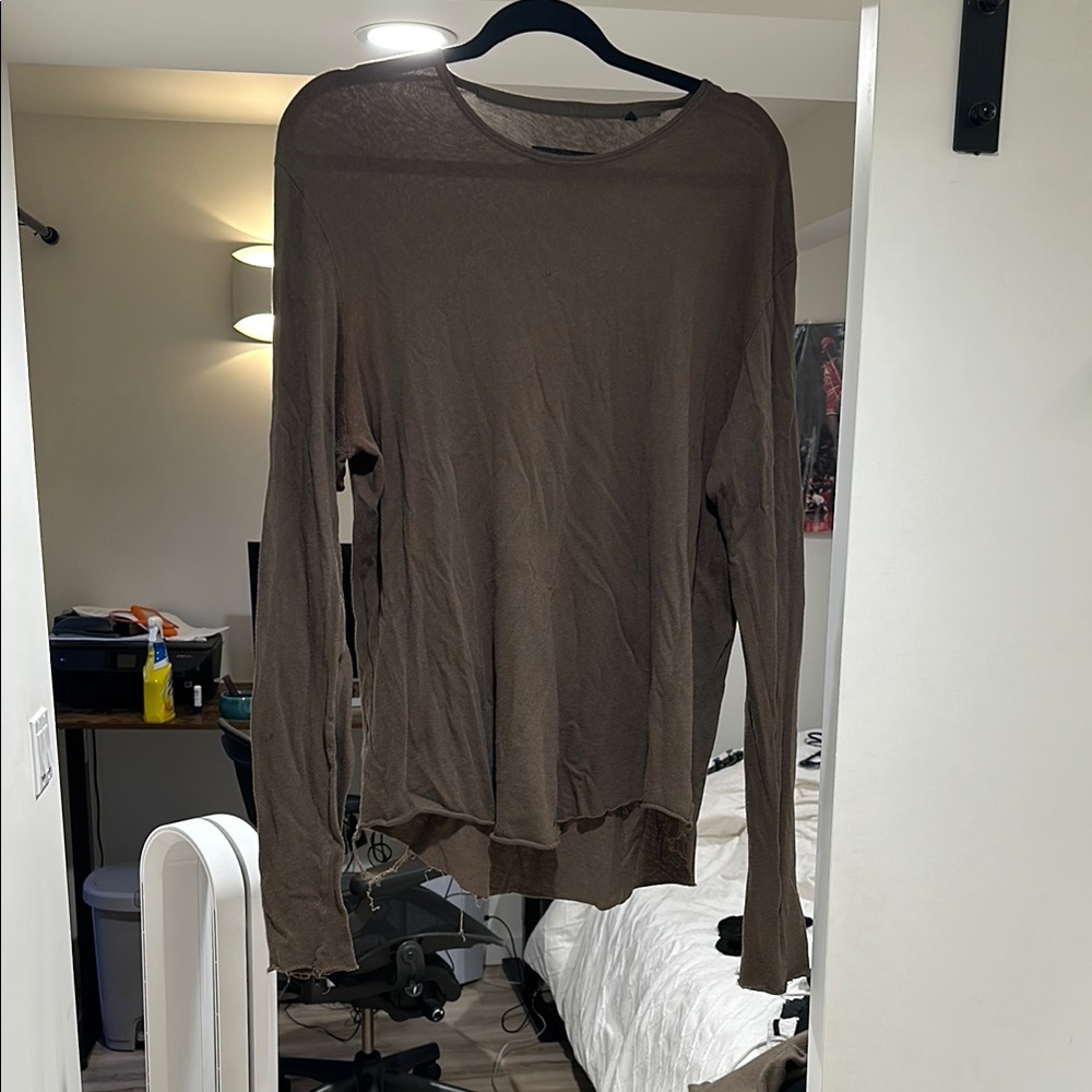 Sheer Brown Long Sleeve Top